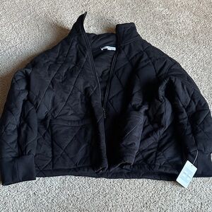 Black Quilted Pea Coat jacket black